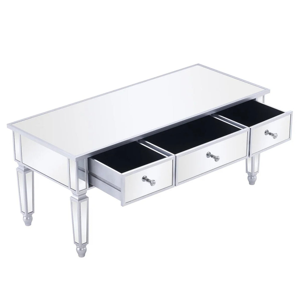 Mirrored Coffee Table with LED Light and Storage V76023