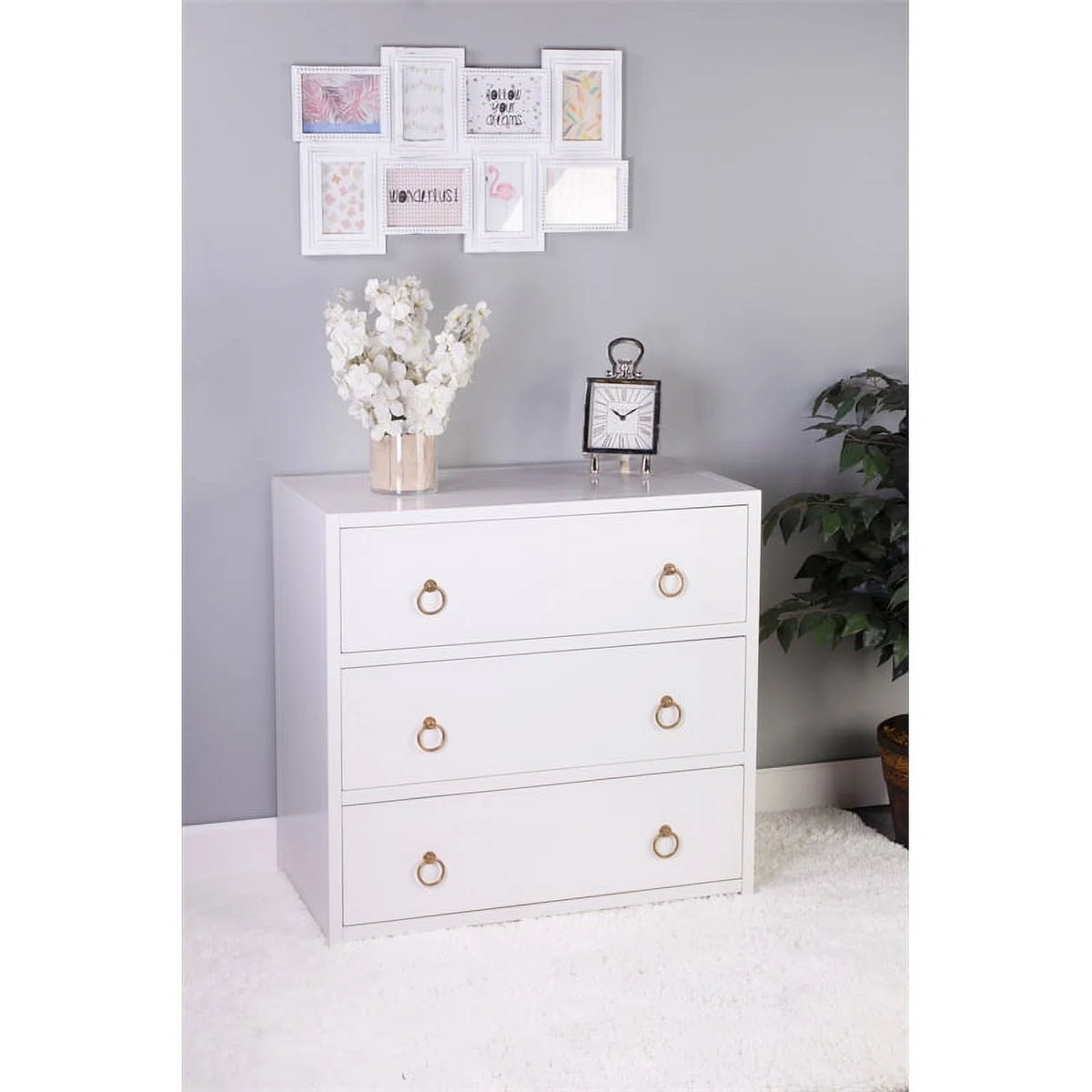 White 3 Drawer Chest X5511