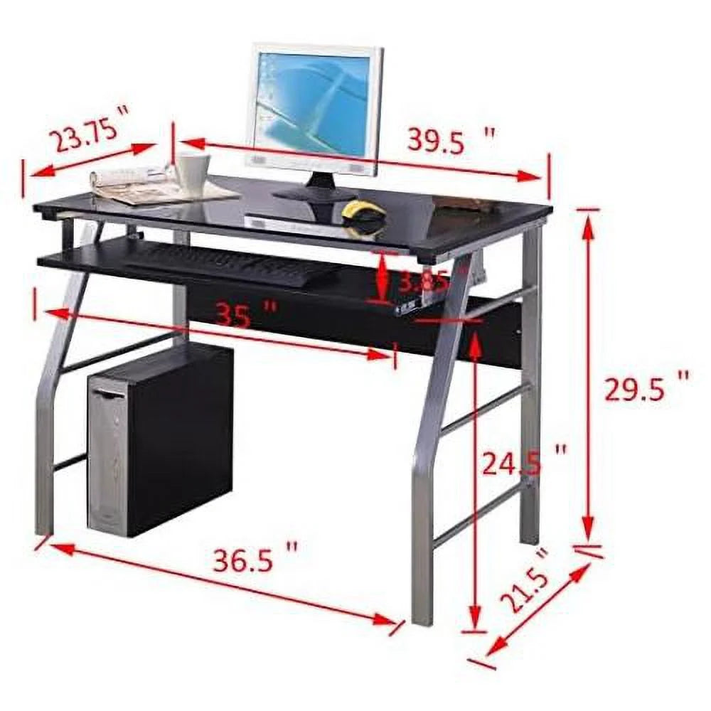 Glass and Metal Computer Workstation Desk C411