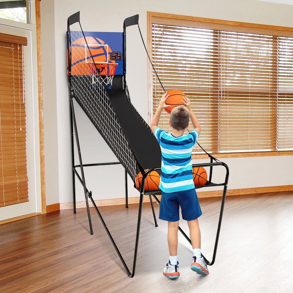 Foldable Single Shot Basketball Arcade Game with Electronic Scorer R21275