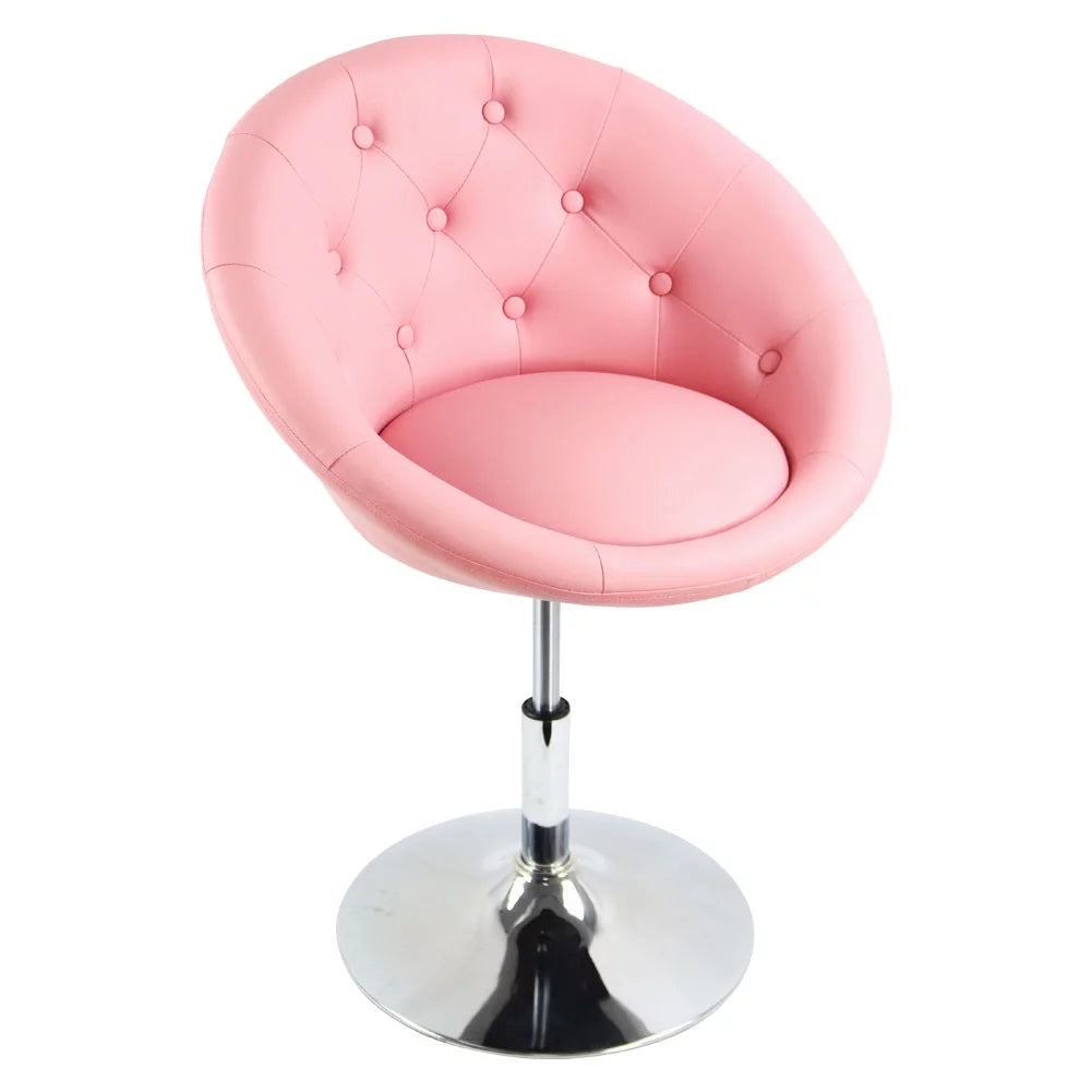 Pink PU Leather Tufted Adjustable Swivel Accent Chair S141