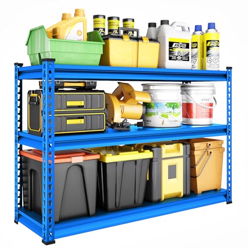 48" W Blue 3-Tier Metal Garage Shelving W145