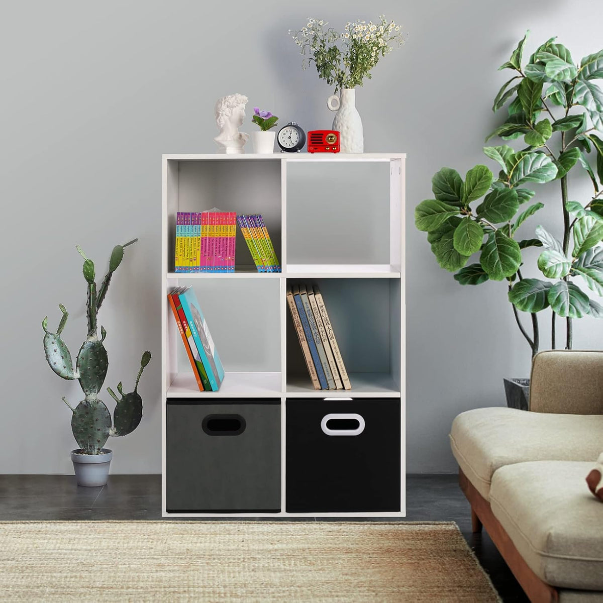 White 6 Cube Wooden Storage Organizer R23673