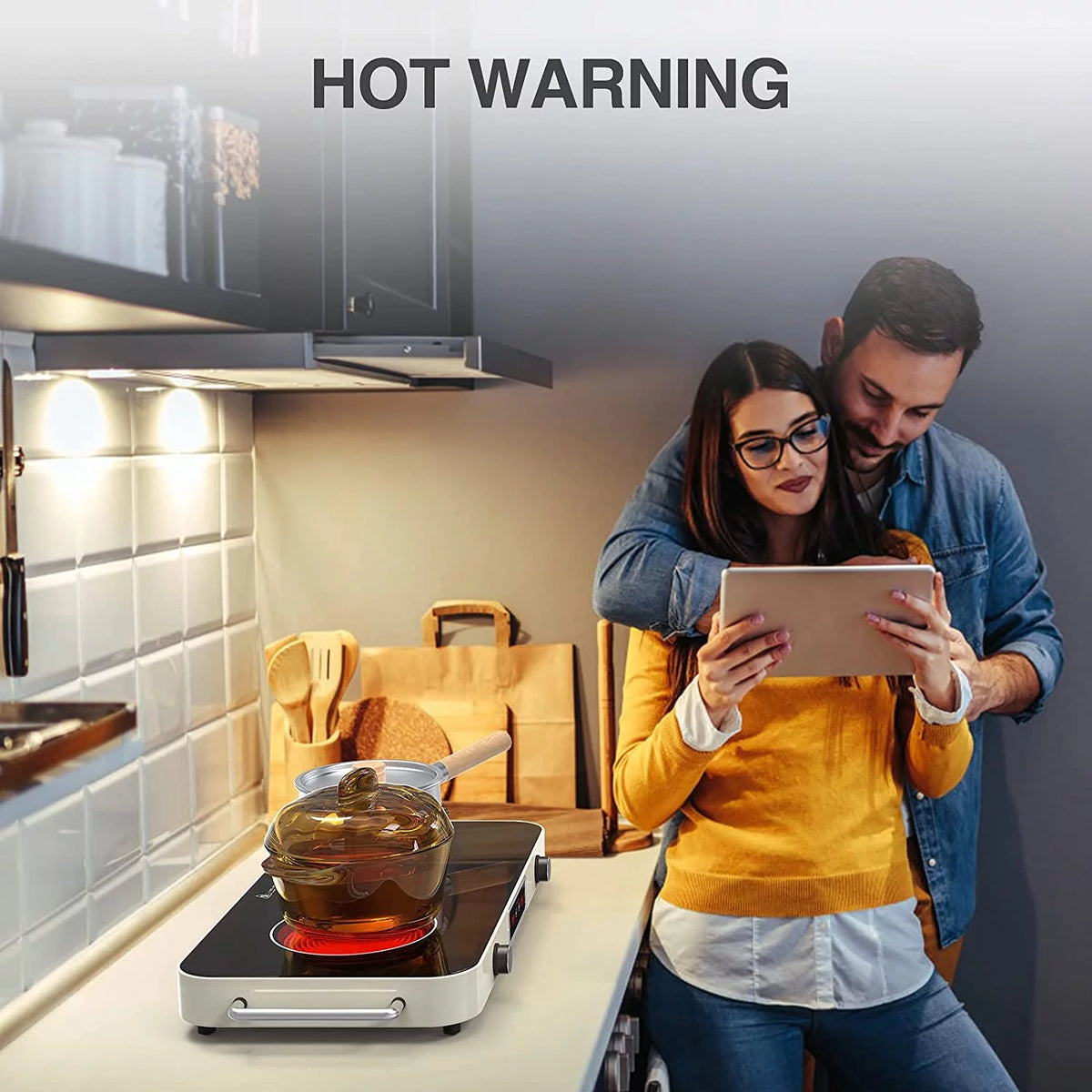 2200W 2 Burners Electric Cooktop with Knob Control J191