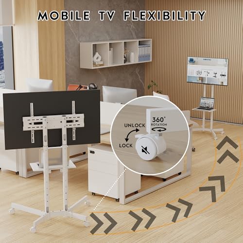 Black Mobile TV Stand for 32 to 85 inch Screens up to 121 lbs F475763