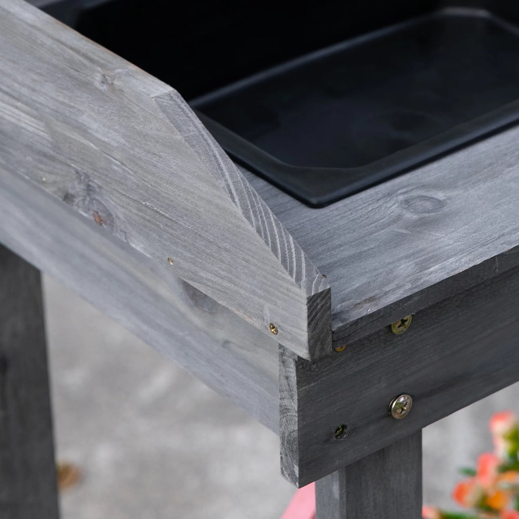 36" x 18" x 47" Wood Potting Bench Work Table with 2 Wheels, Grey M6906