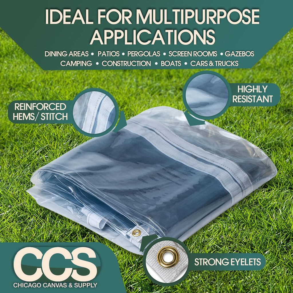 Waterproof Clear PVC Tarp with Grommets 8 by 20 Feet N73016