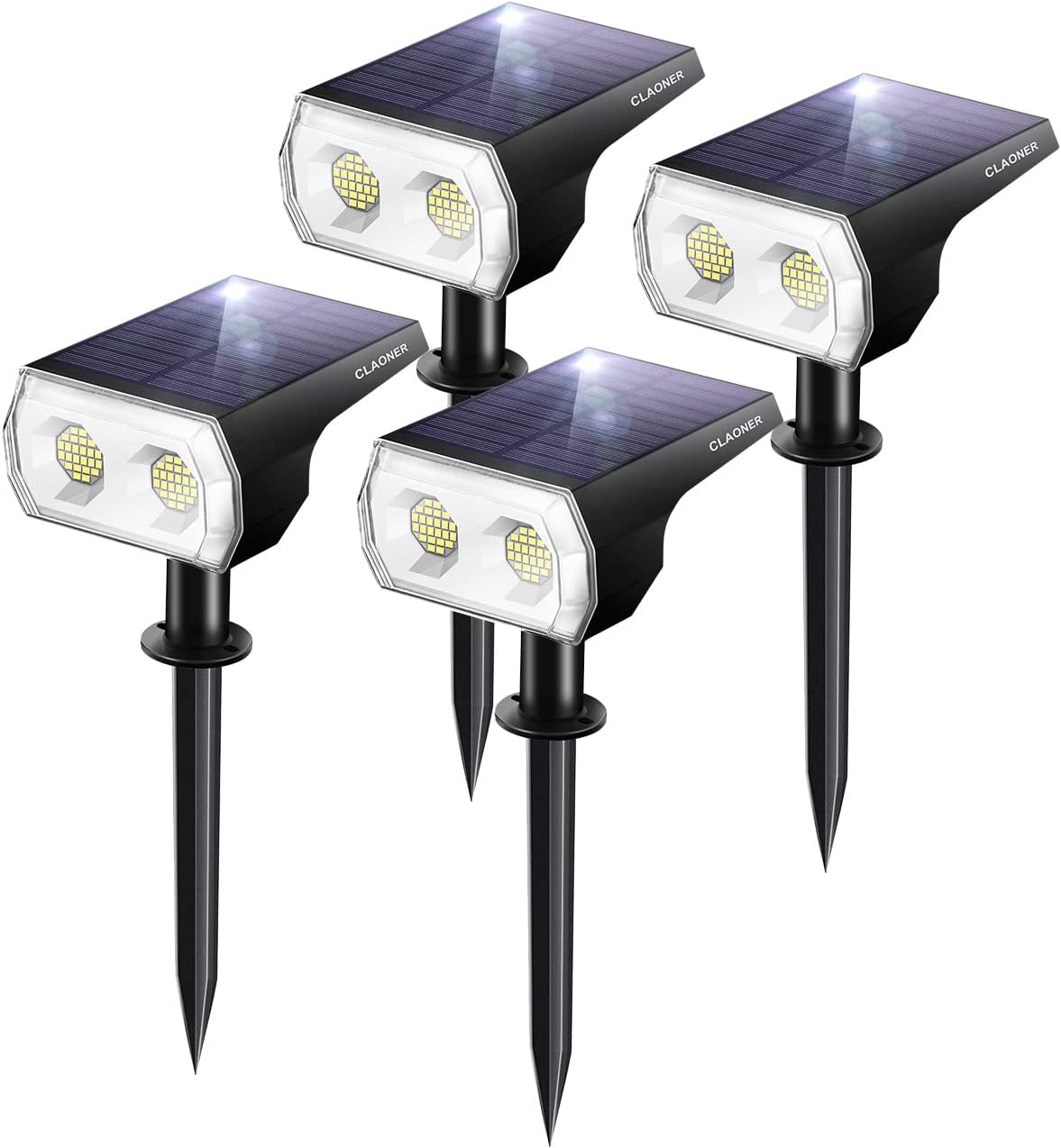 48 LEDs IP65 2 in 1 Solar Spotlights 8 Pack Cold White I93396