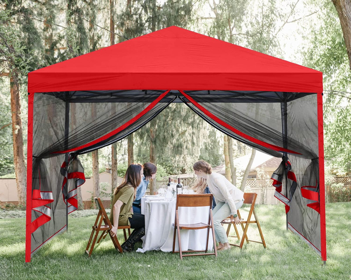 White Pop up Canopy Tent with Netting Wall B686