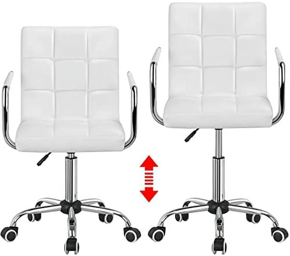 Adjustable Swivel Faux Leather Office Chair White F83502