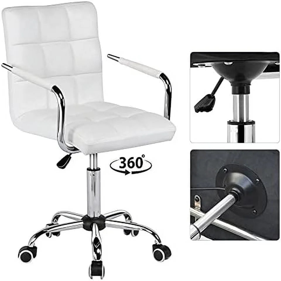 Adjustable Swivel Faux Leather Office Chair White F83502