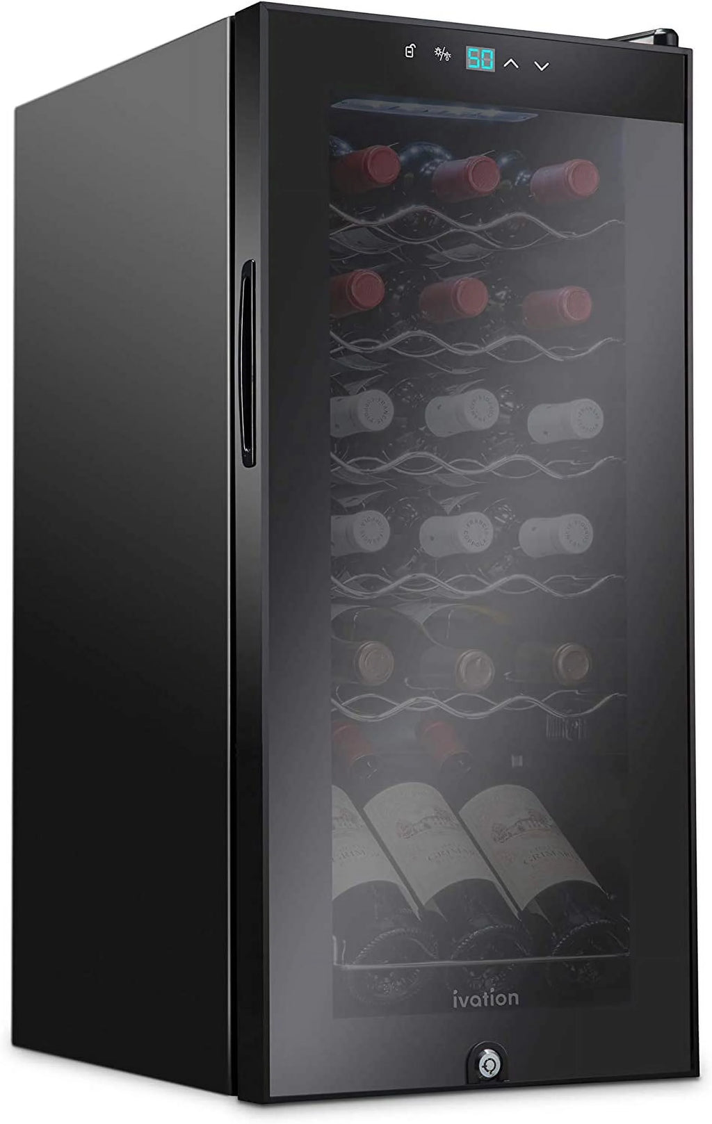 18 Bottle Compressor Wine Cooler Refrigerator with Lock, Black I617754