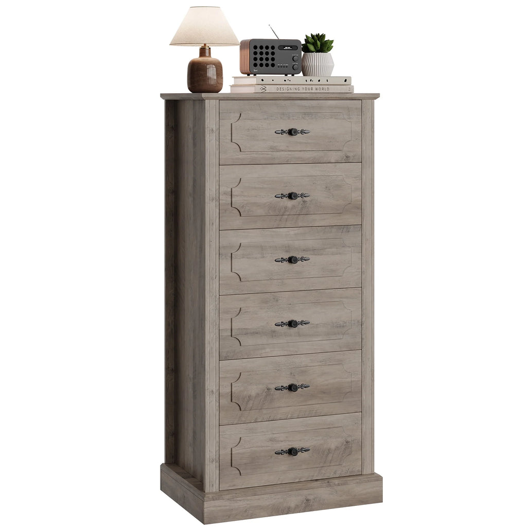 White 6 Drawer Wood Dresser D734