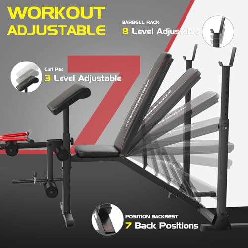 Weight Bench Set with Squat Rack and Leg Extension A3763