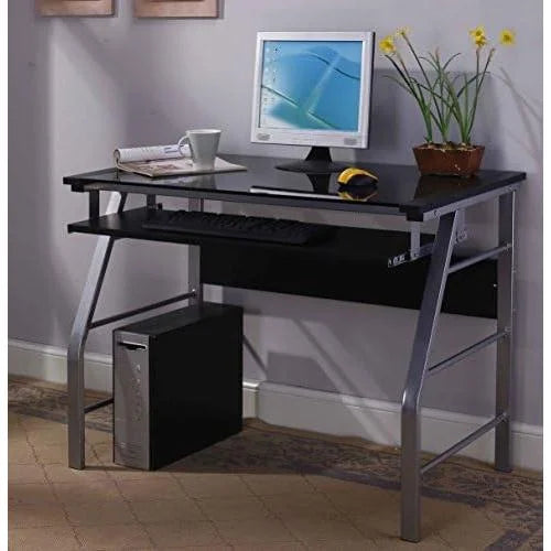 Glass and Metal Computer Workstation Desk C411