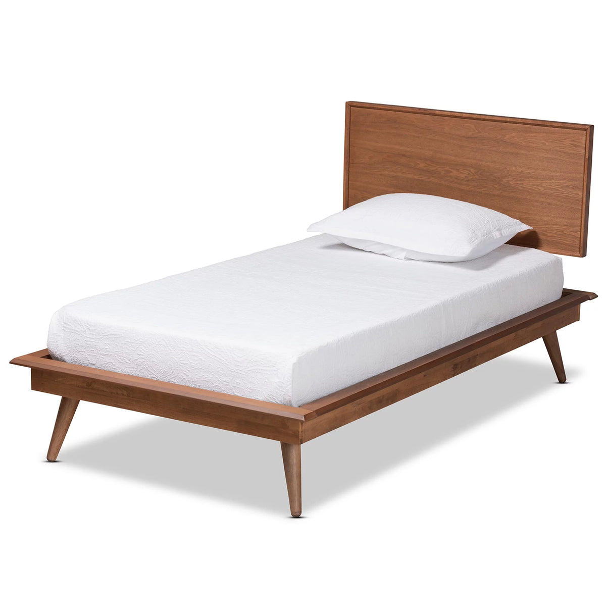 Twin Ash Walnut Platform Bed Q7183