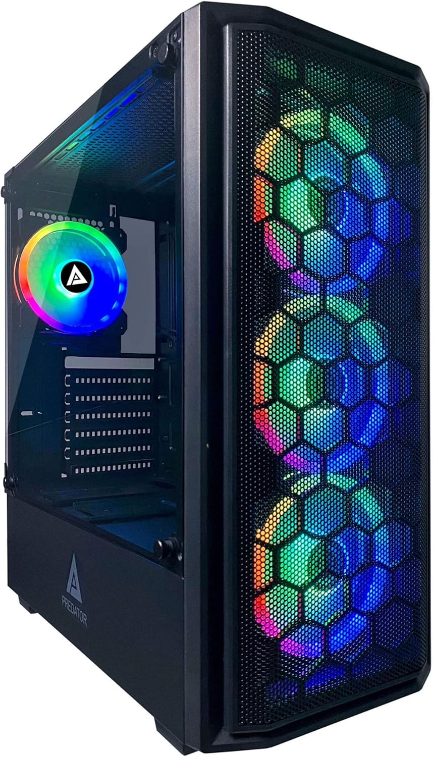Mid Tower Gaming Case with Tempered Glass Panel, 4 RGB Fans, White F2293