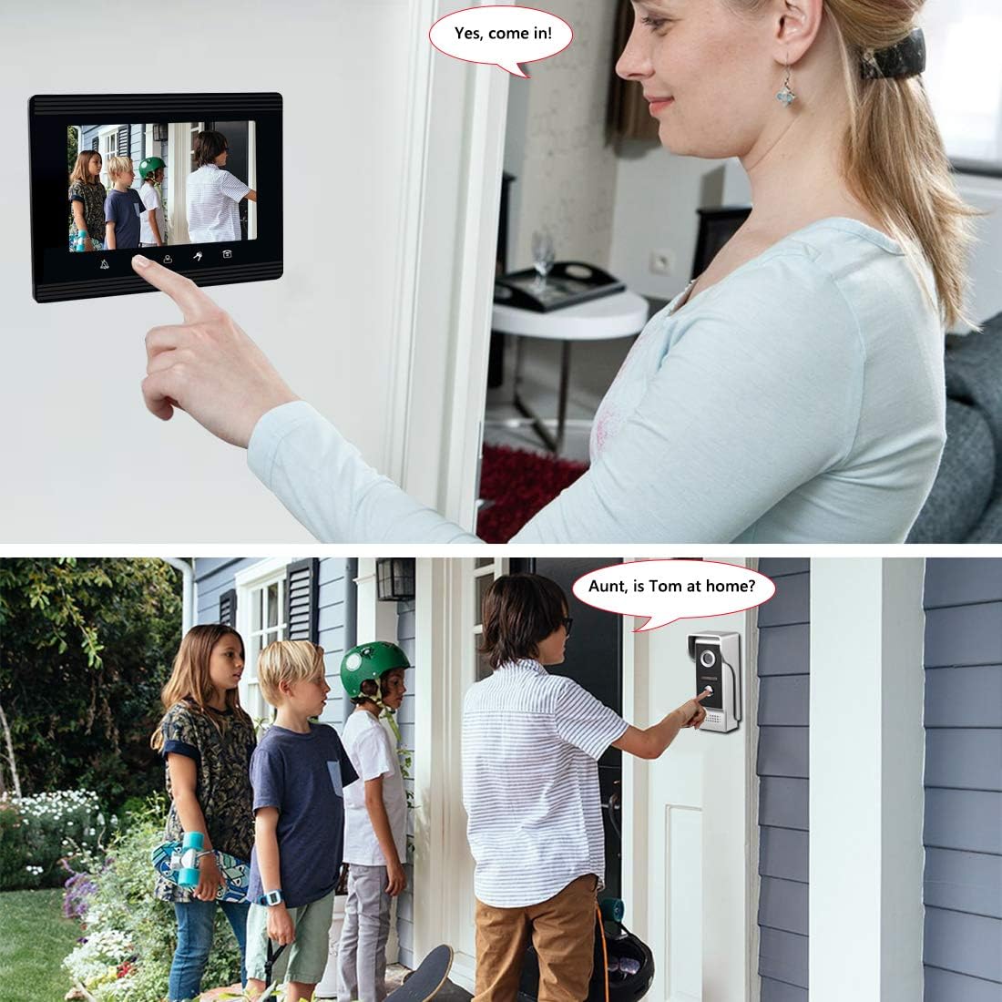 7 Inches Wired Video Intercom System with IR Night Vision Camera Y451