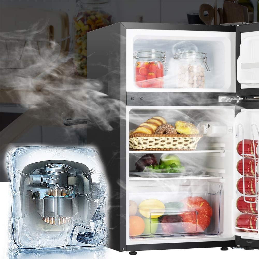 Compact 3.2 Cu.Ft Double Door Stainless Steel Refrigerator D516139