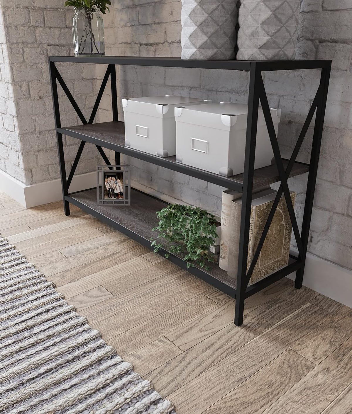 2 Tier Dark Gray Bookcase T820156
