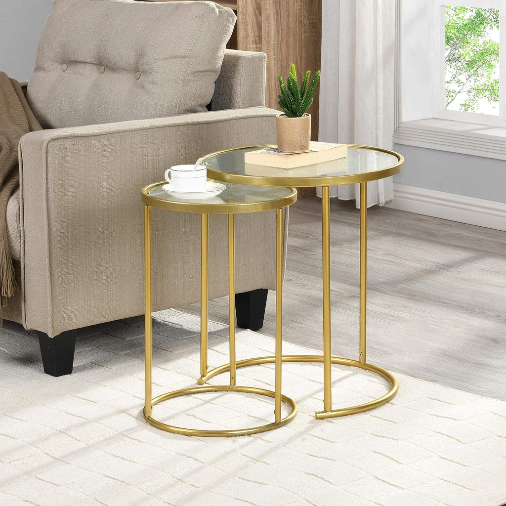 Gold Nesting End Table 2-Piece Set J16672