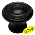Flat Black Round Cabinet Hardware Knob 25 Pack O31578