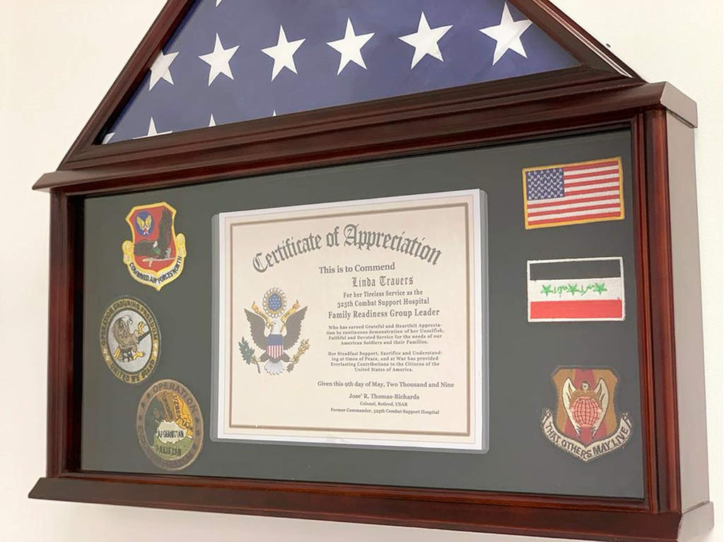 Large Solid Wood Flag Display Case K168170