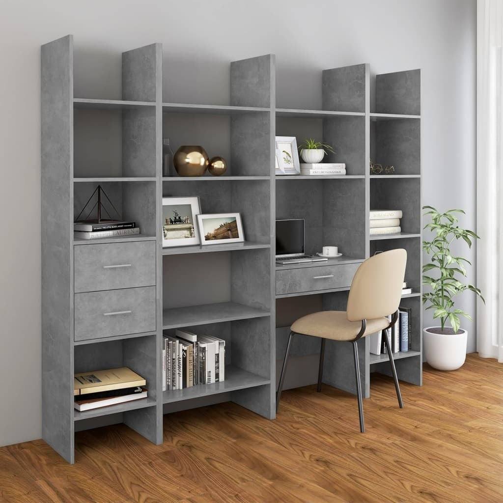 Concrete Gray Chipboard Book Cabinet Y1478