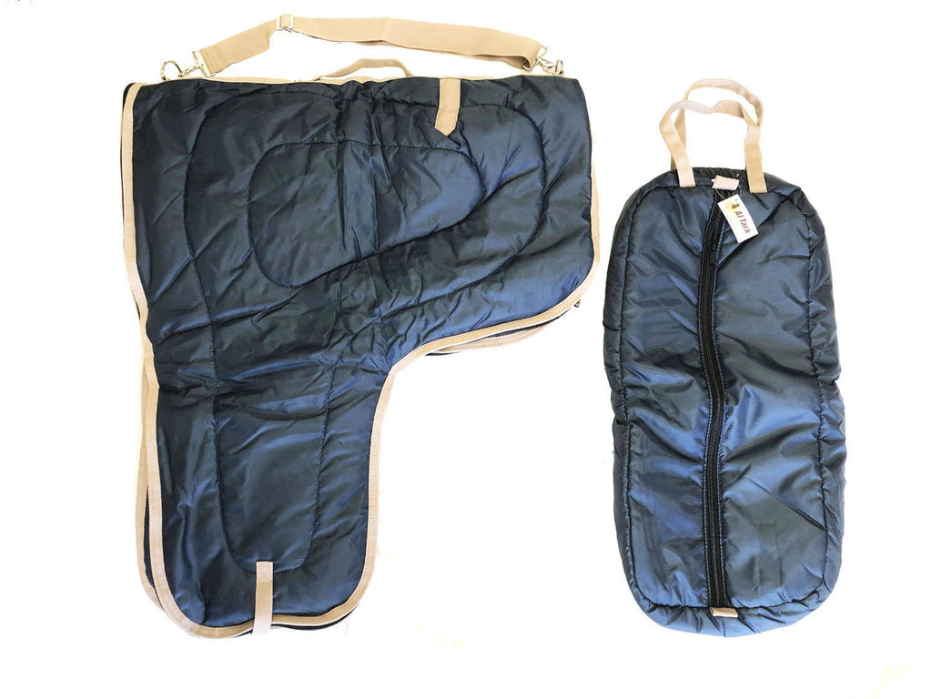 Large 420D Padded Navy Blue Western Saddle Carrier Case F373