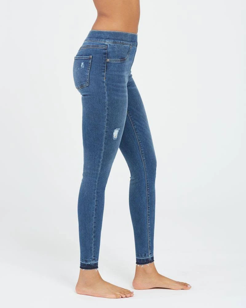 Distressed Denim Legging Mid Wash I2109