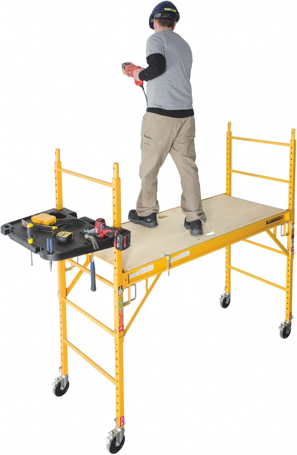 6 Foot Adjustable Portable Scaffolding Ladder with Locking Wheels P338574