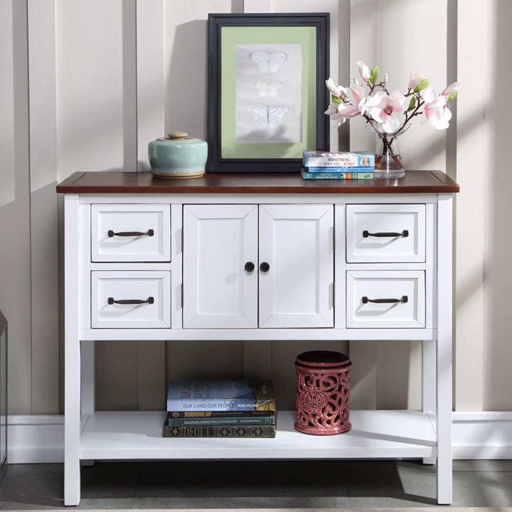 Green Wood Buffet Storage Cabinet with Drawers P33851