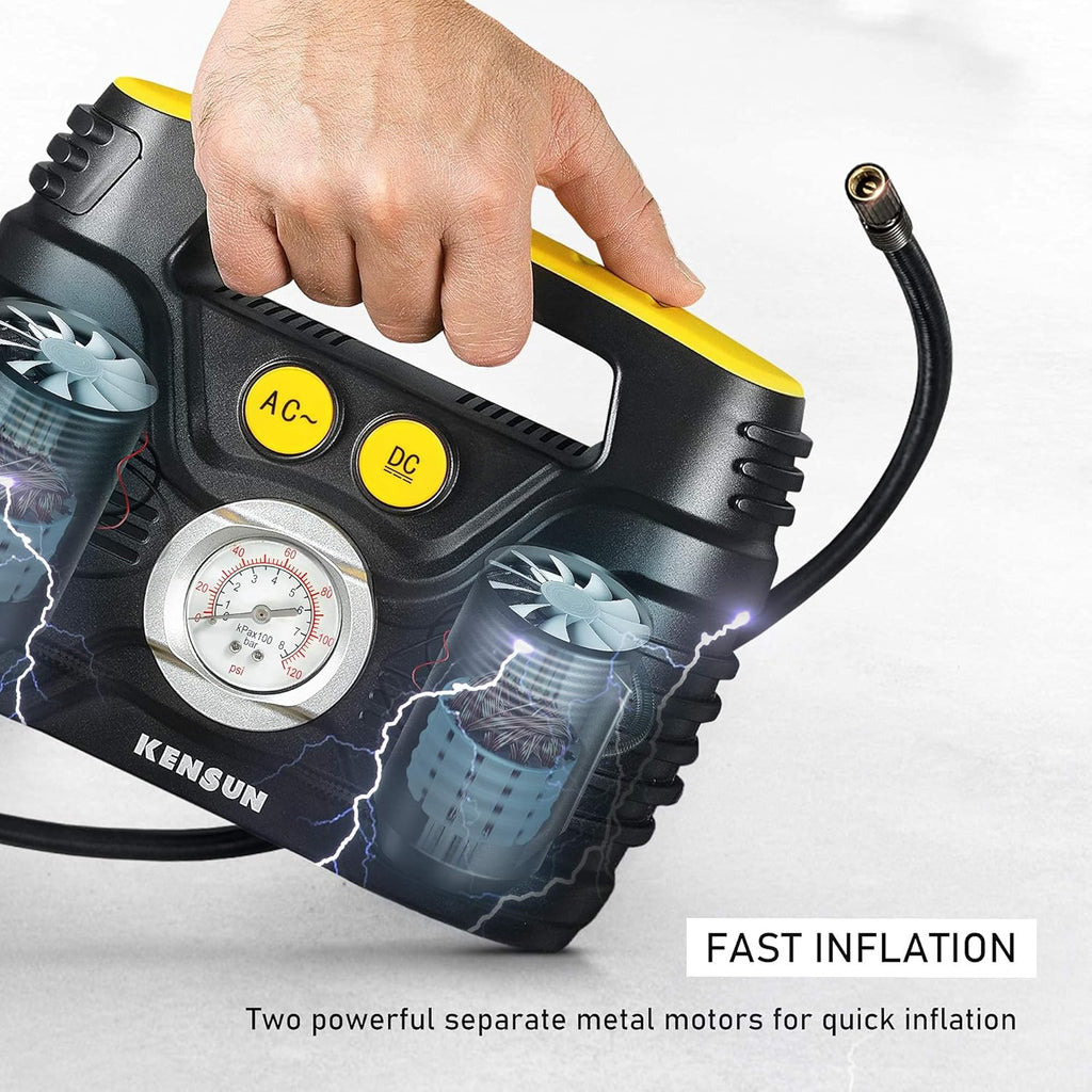 Portable Air Compressor 12V DC 110V AC 100 PSI Tire Inflator P5404