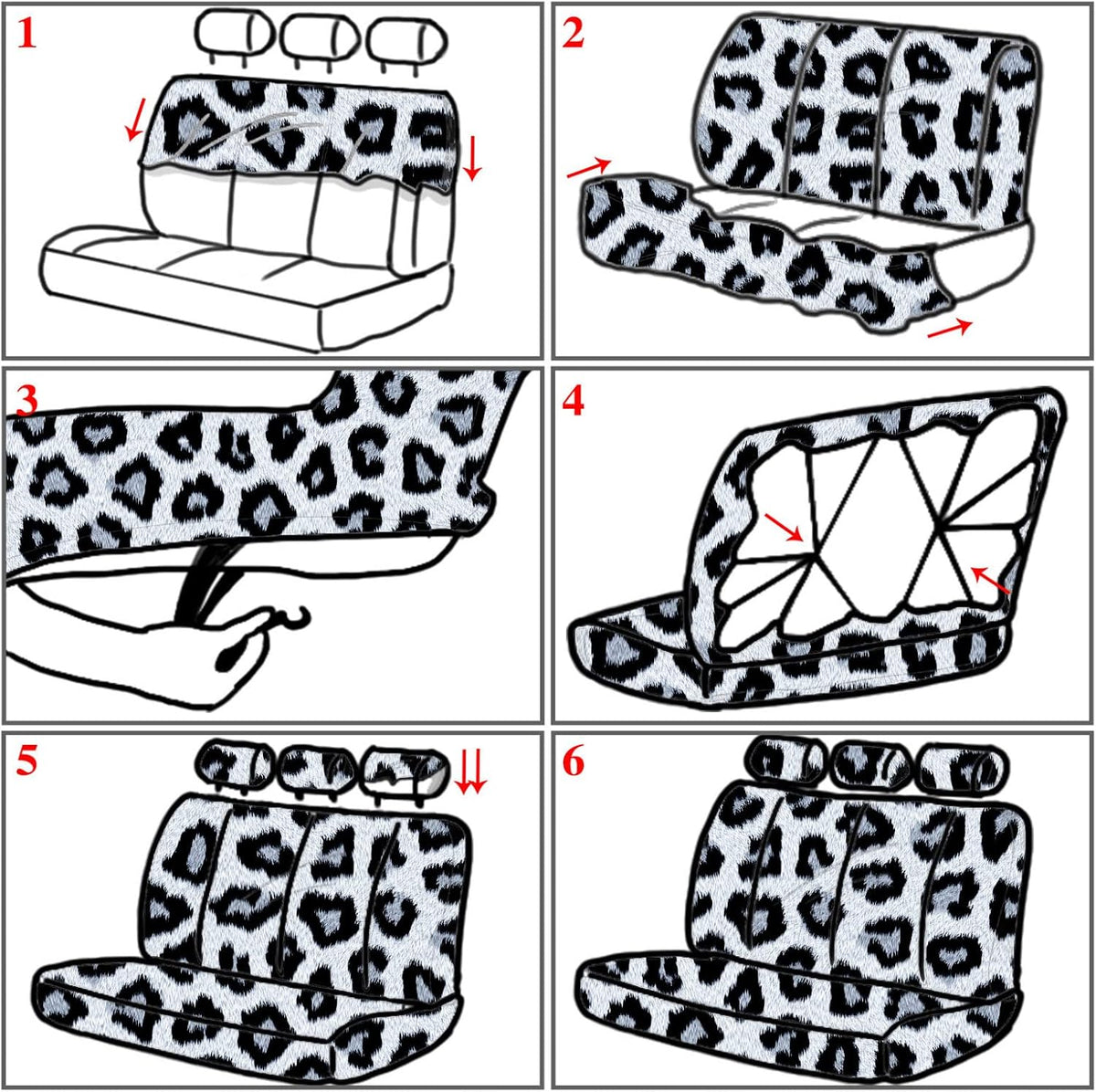 17 Pieces Leopard Print Car Accessories Set B307497