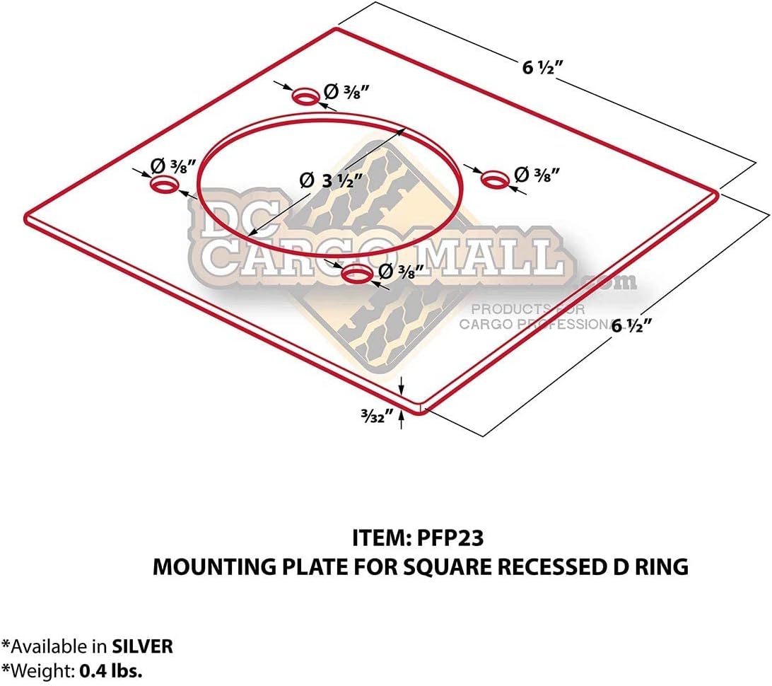 Square Trailer Cargo Tie-Down Anchors with Mounting Hardware B48014