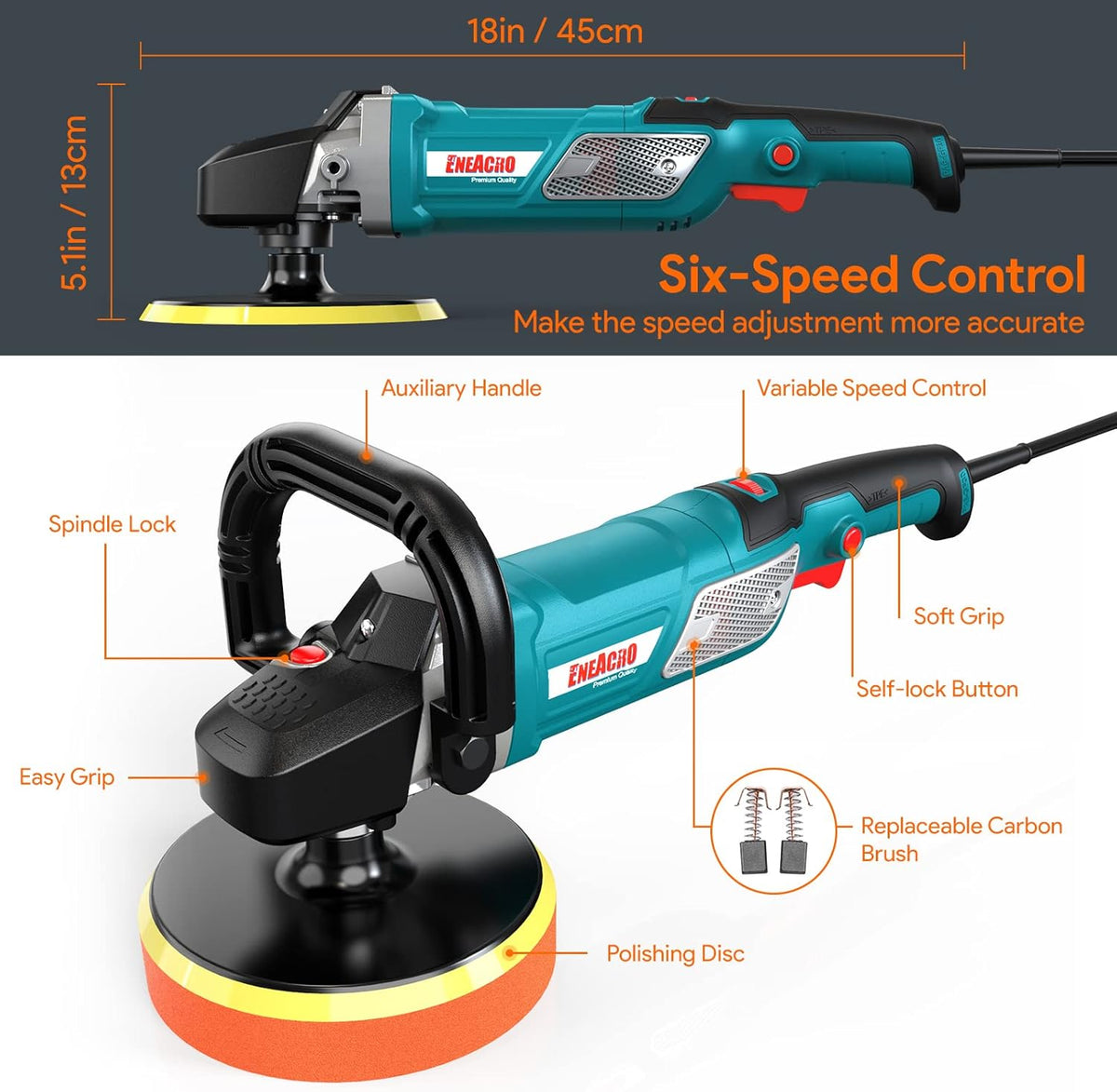 12 Amp 6-inch/7-inch Variable Speed Rotary Polisher E7028