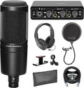 Cardioid Condenser Studio XLR Microphone Bundle with USB Audio Interface, XLR Cable, Pop Filter, Headphone Hook, and Headphones S6513