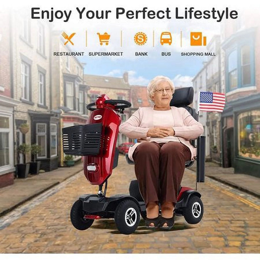 4 Wheels Mobility Scooter with LED Lights and USB Port O62288
