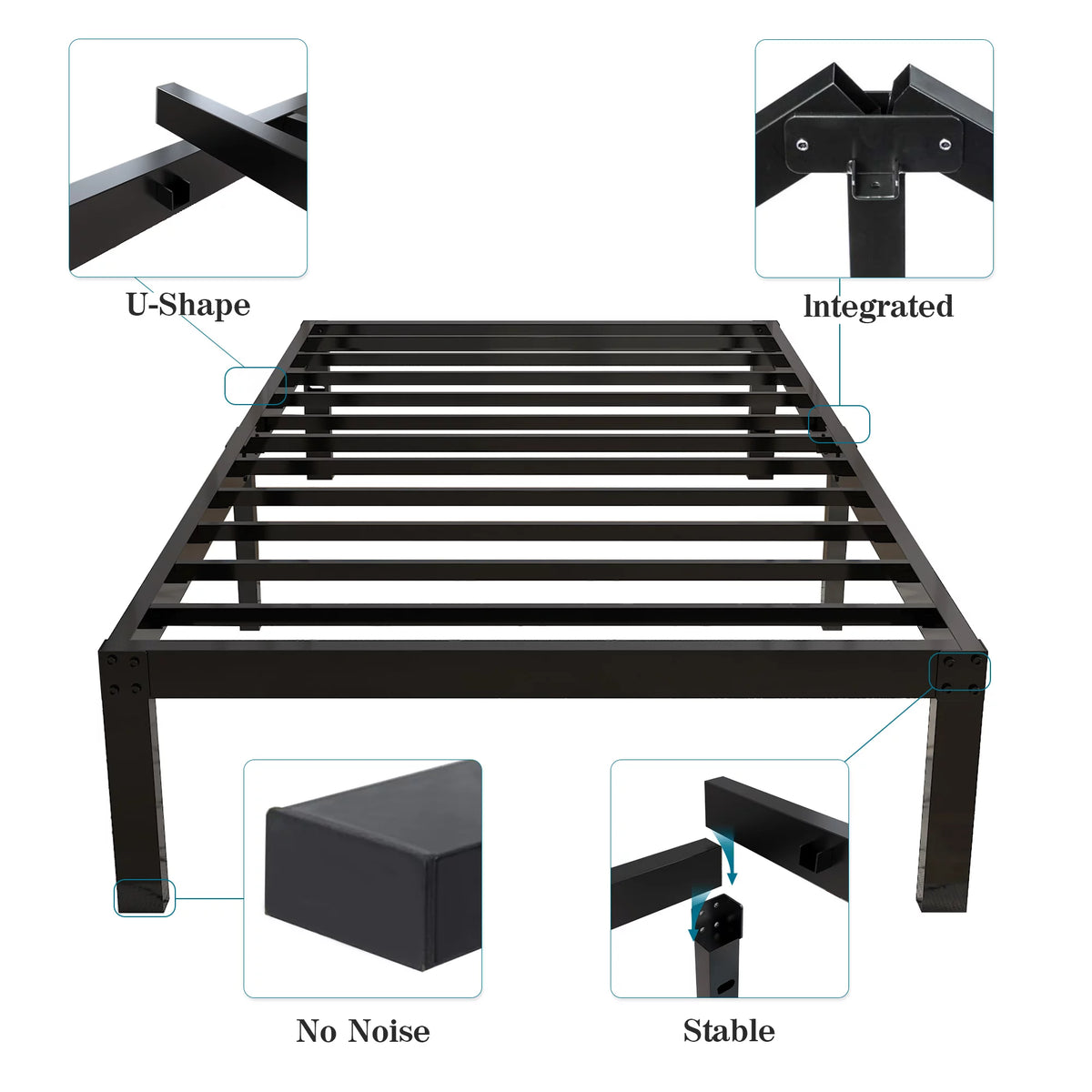 Queen Heavy Duty Metal Platform Bed Frame H506