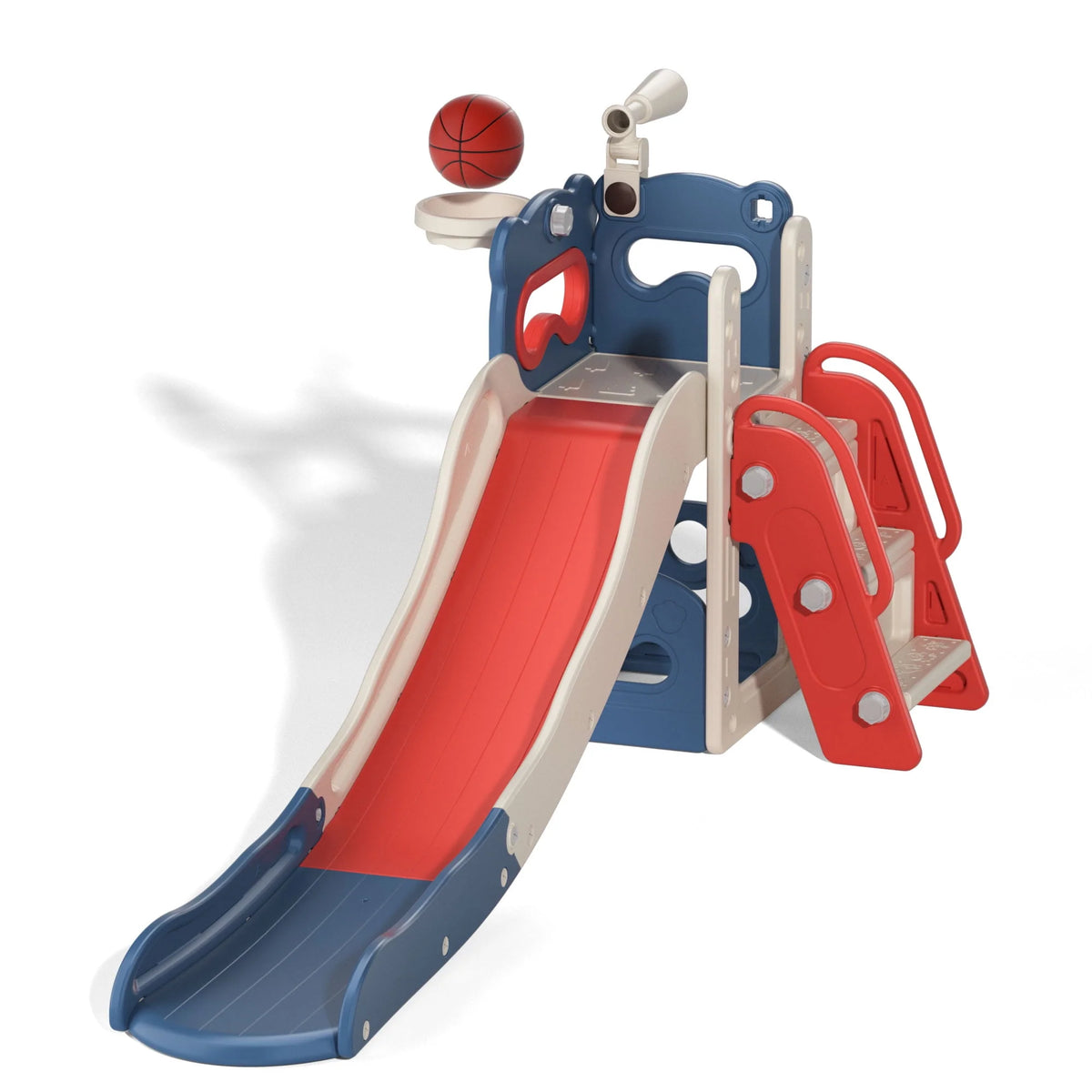 5-in-1 Kids Slide and Climber with Basketball Hoop U814554