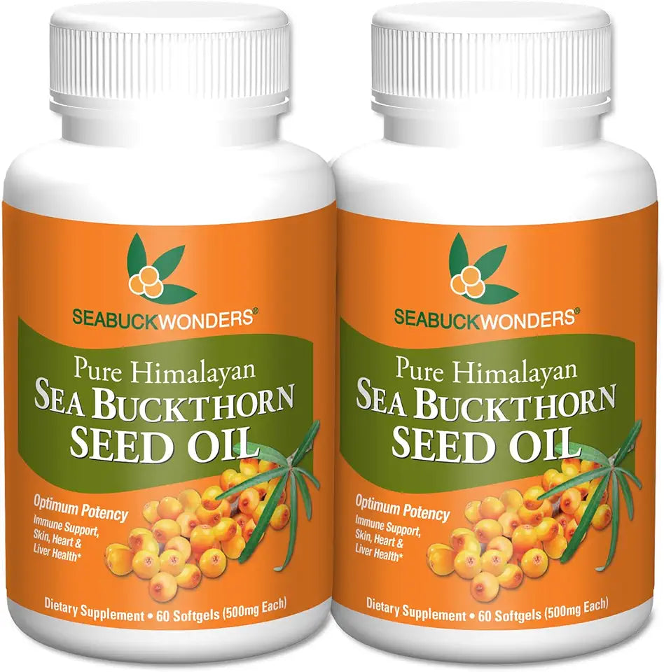 Sea Buckthorn Seed Oil 60 Count Softgels Pack of 2 D2162
