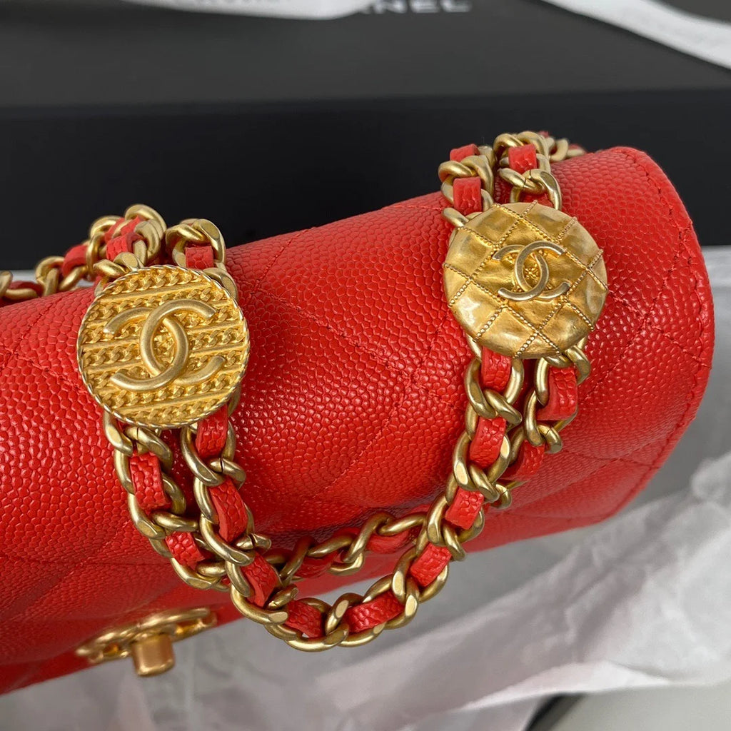 Small Flap Bag Gold Hardware Red Handbag D63398