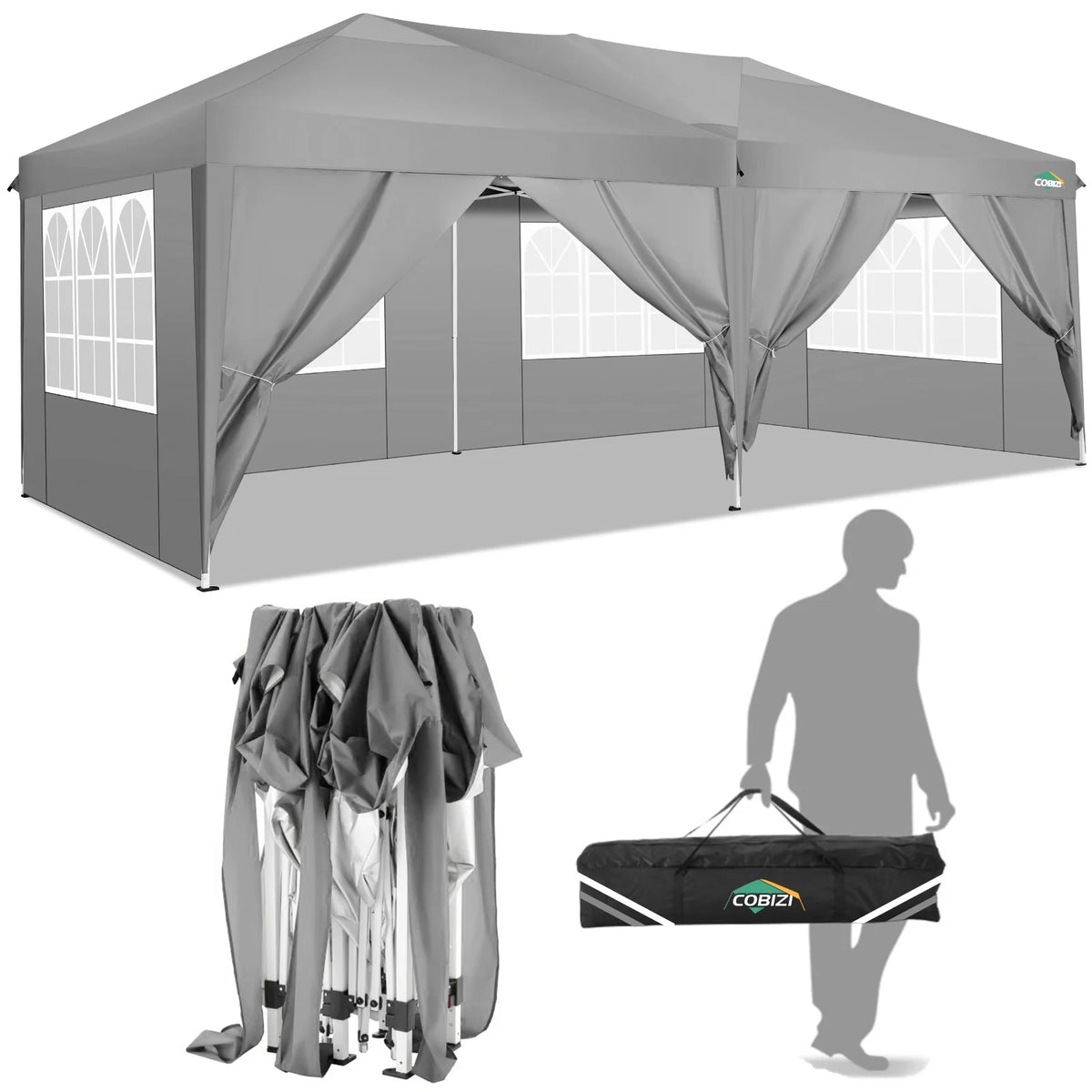 10x20 Pop up Canopy Tent with 6 Removable Sidewalls V869816