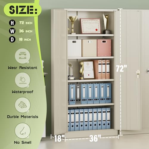 72” Black Metal Storage Cabinet with Adjustable Shelves K616487
