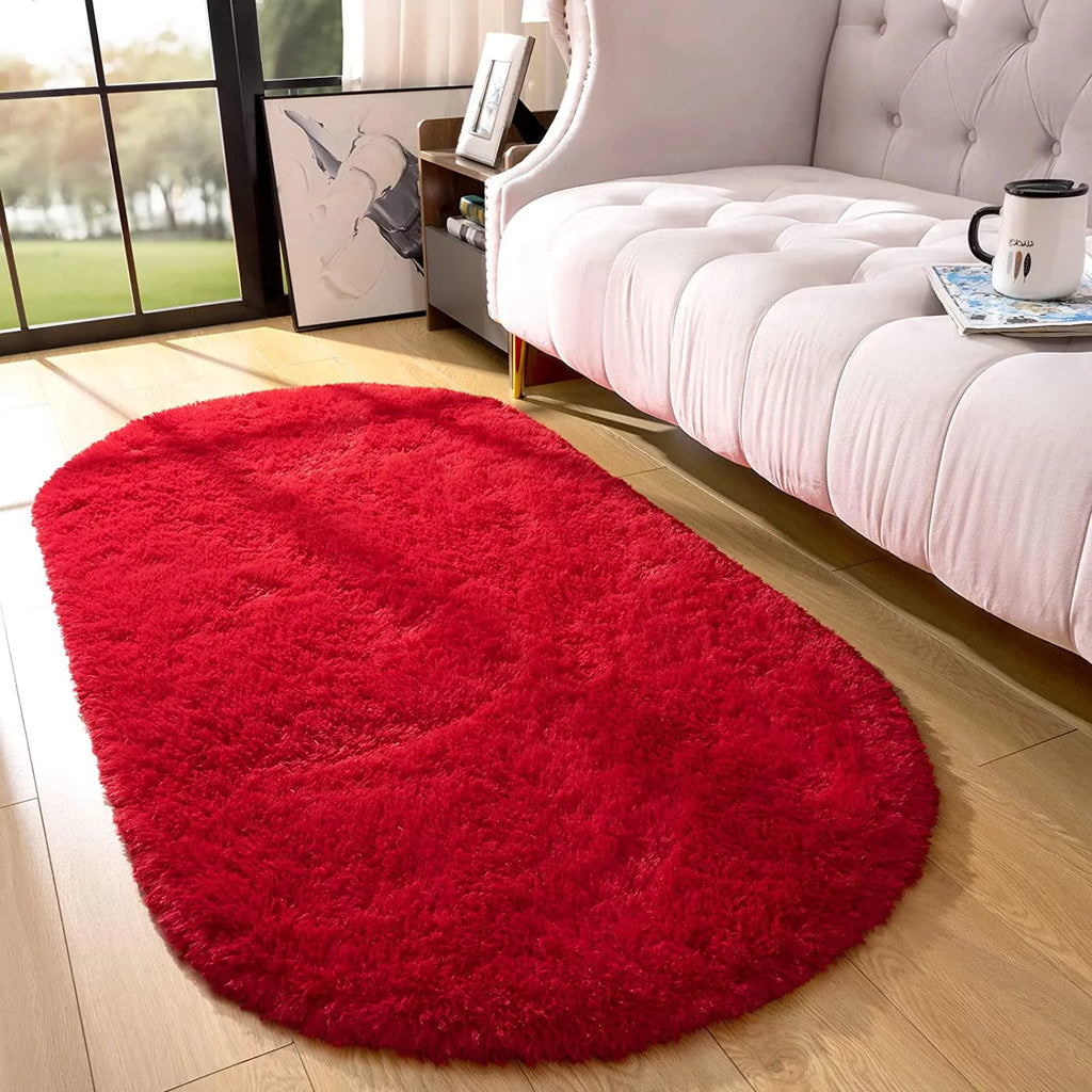 Ultra Soft Modern Oval Rugs 2.6' x 5.3' Red D1785