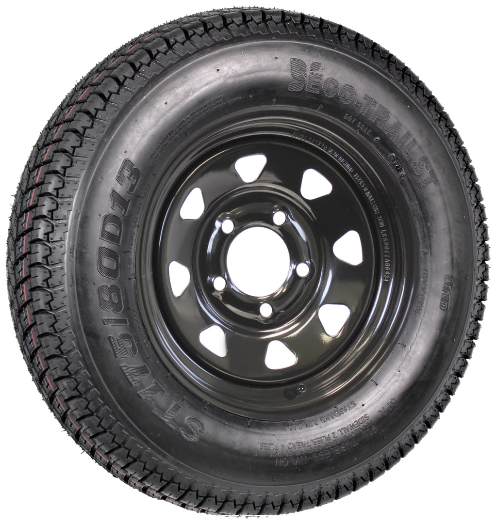 2-Pk Trailer Tire Black Spoke Wheel Rim ST175/80D13 G911