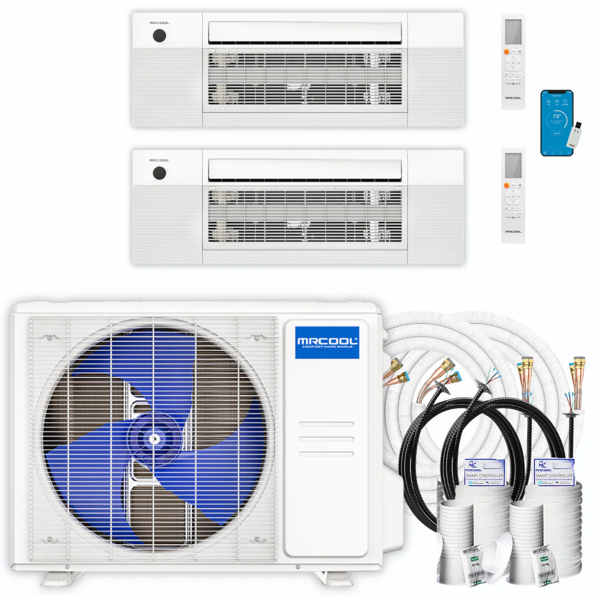24,000 BTU 2 Zone Ceiling Cassette Ductless Air Conditioner and Heat Pump G800