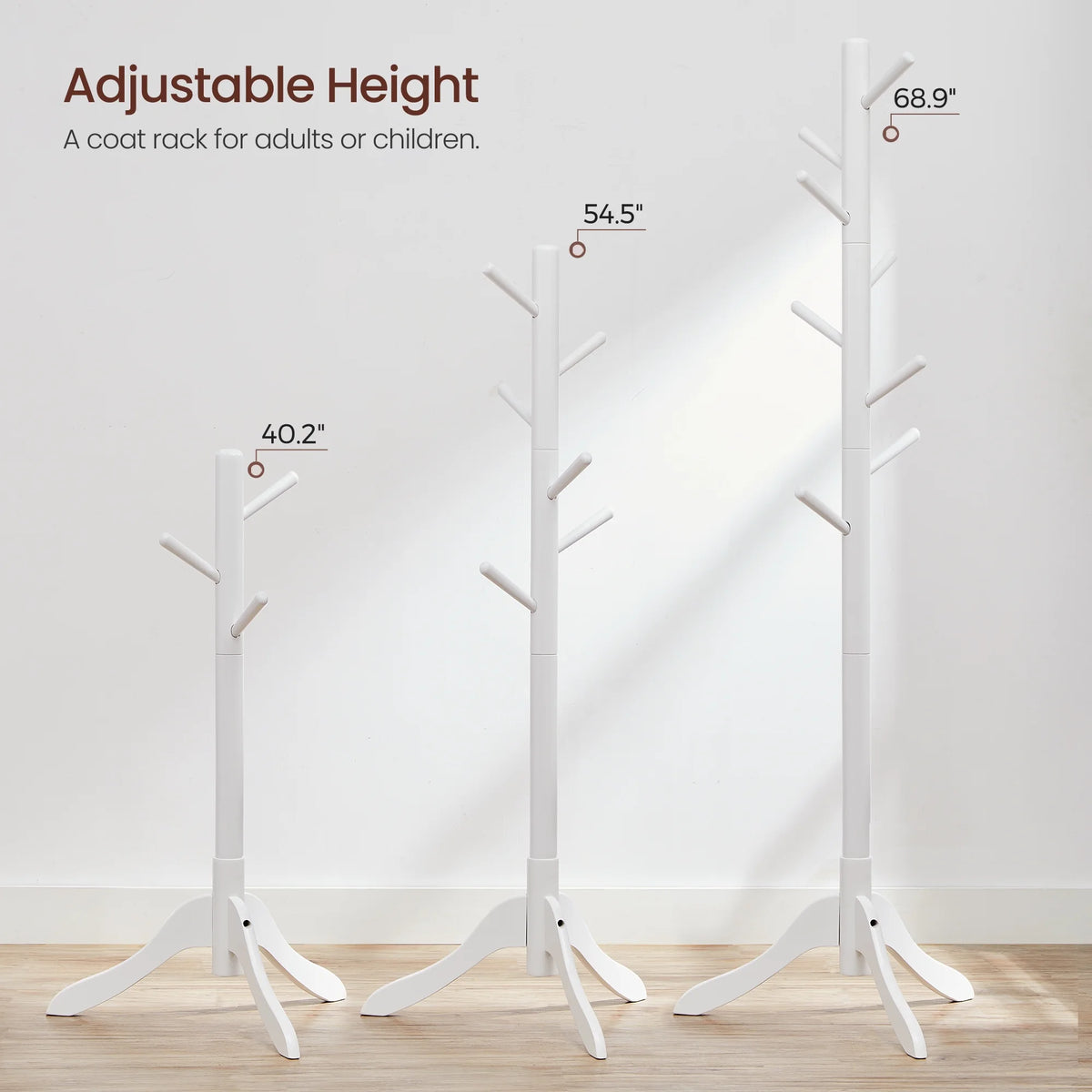 8 Hooks Solid Wood Free Standing Coat Rack Q2027