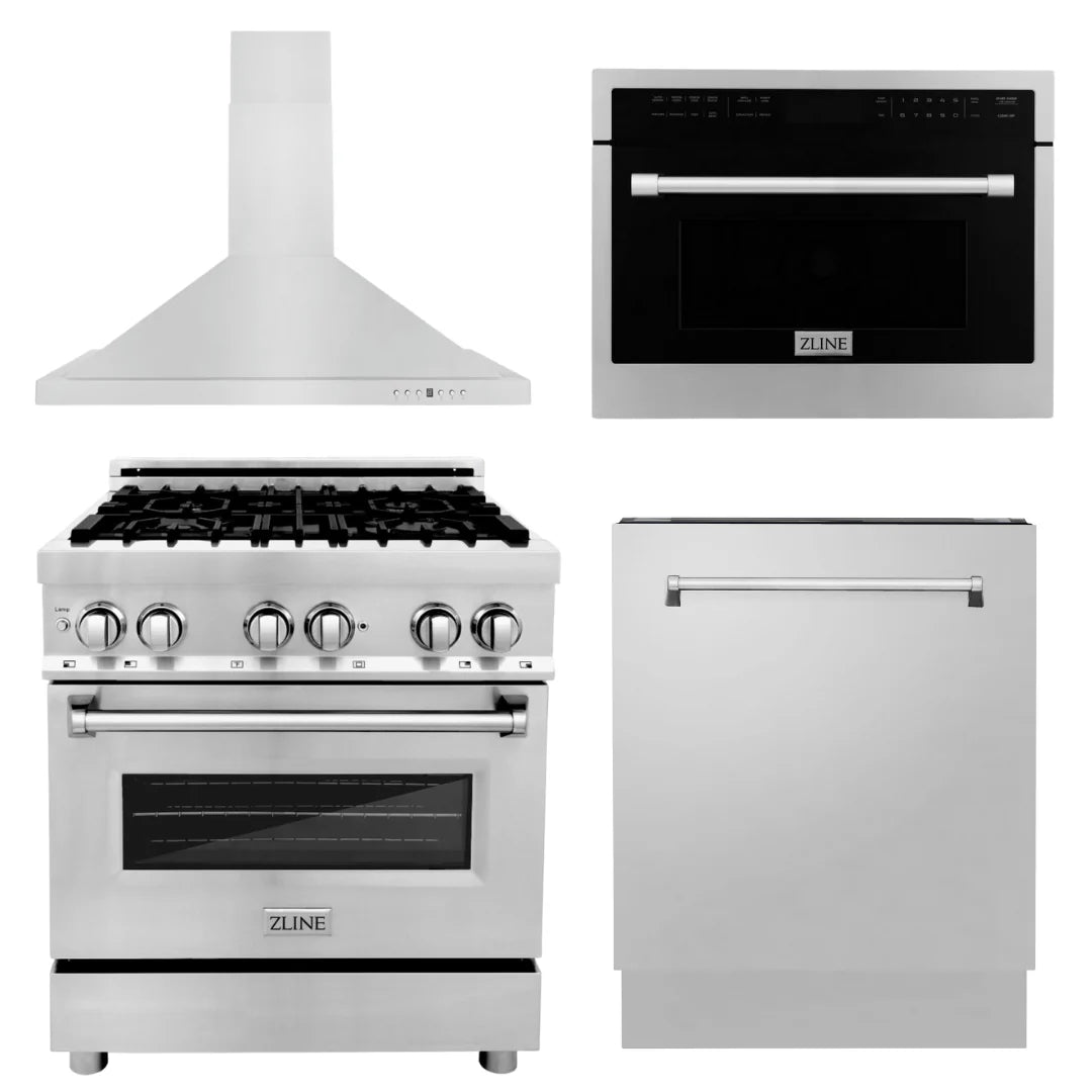30 in. Gas Range, Range Hood, Microwave Oven, Dishwasher M949