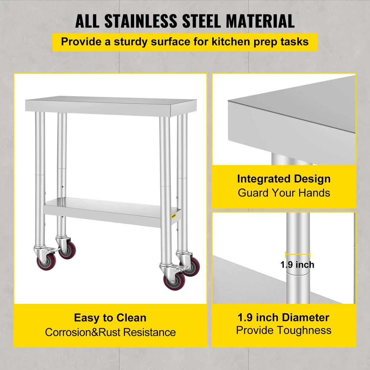 Stainless Steel Work Table with Wheels Y743009